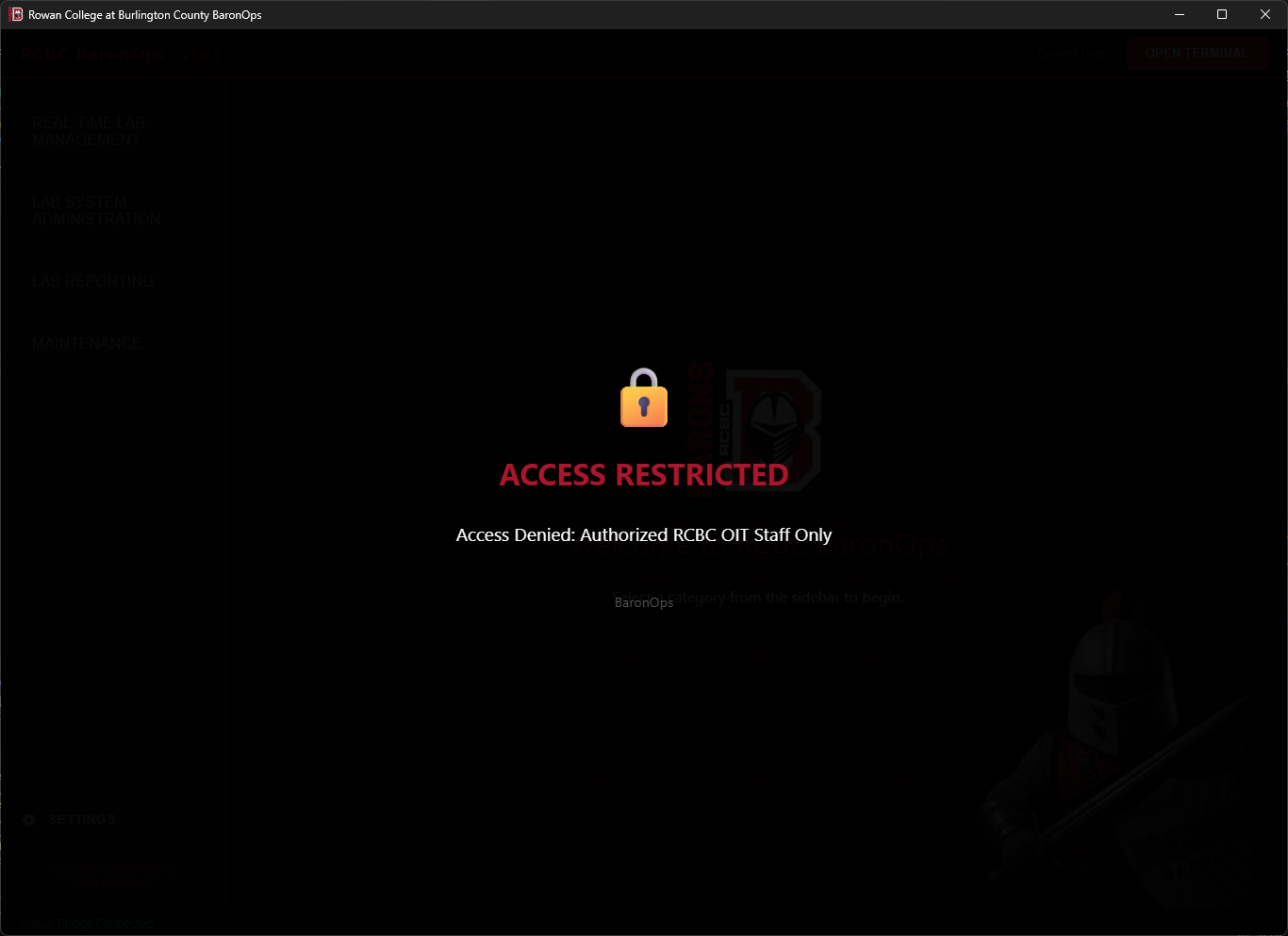 Unauthorized Access Screen