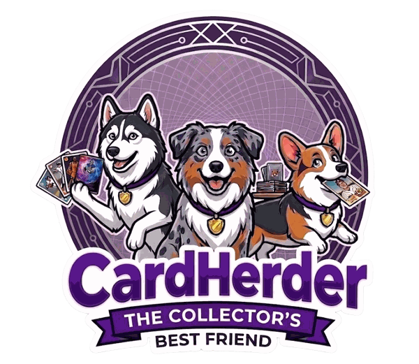CardHerder logo: three dogs holding trading cards